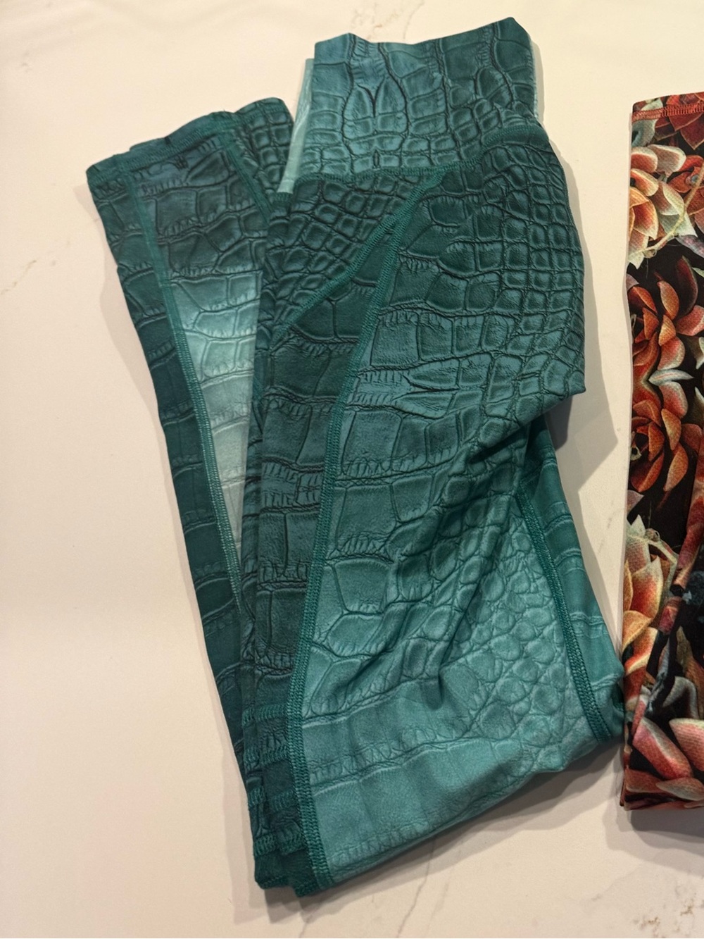 Niyama Sol Teal Croc-Embossed Leggings